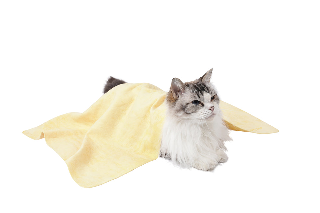 BATHTIME Quick-dry Towel for Cats and Dogs Yellow Bubble