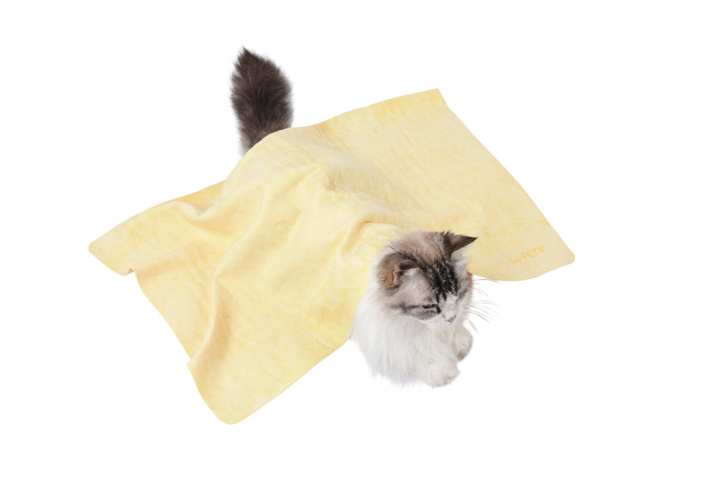 BATHTIME Quick-dry Towel for Cats and Dogs Yellow Bubble