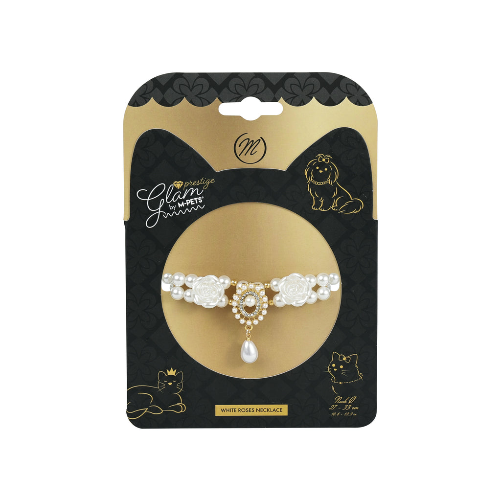 GLAM Pet Necklace White Roses