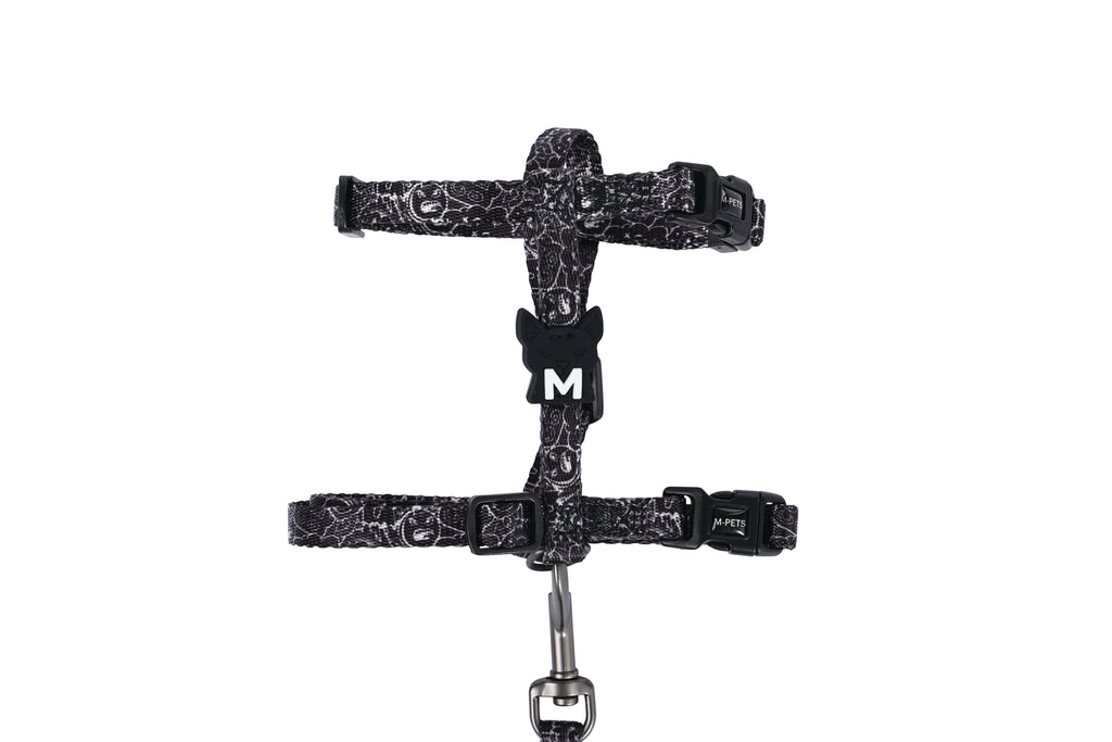 URBAN STYLE FREESTYLE Black & White Cat Harness & Leash set
