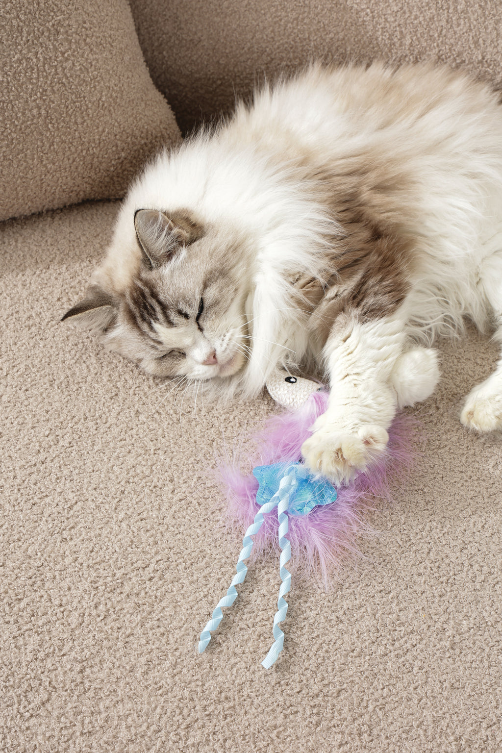 Plume catnip toy Blue fish