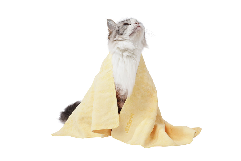BATHTIME Quick-dry Towel for Cats and Dogs Yellow Bubble