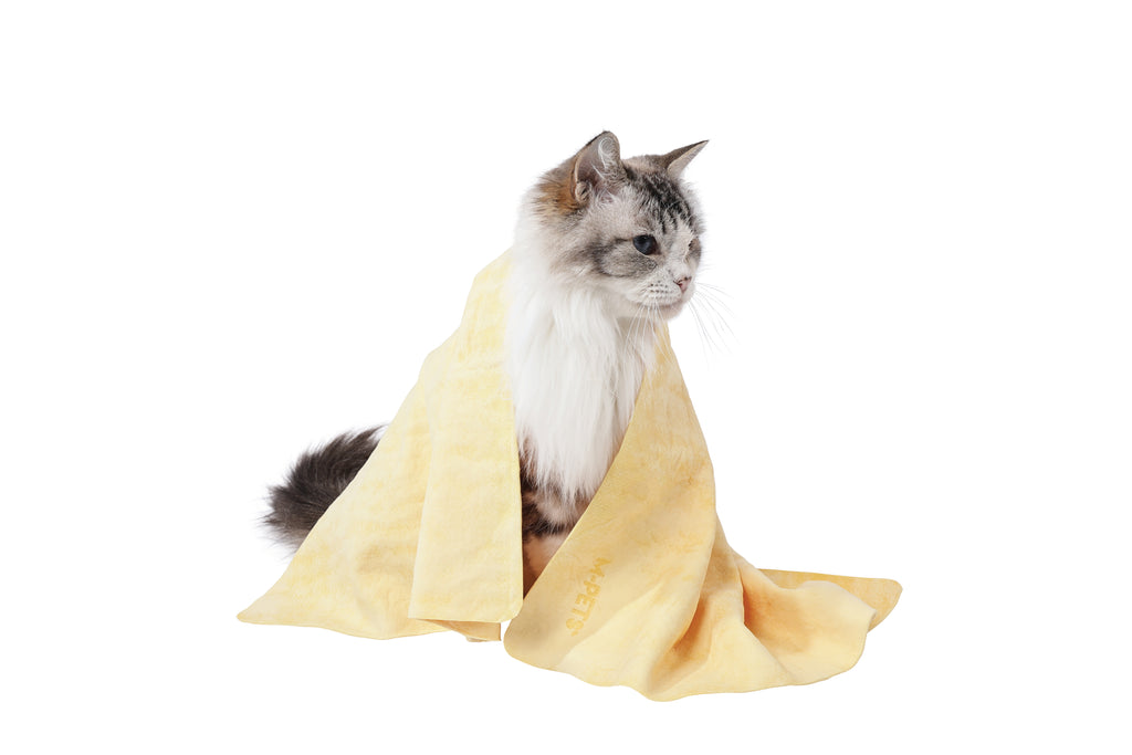 BATHTIME Quick-dry Towel for Cats and Dogs Yellow Bubble