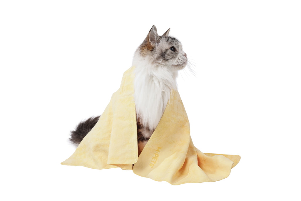 BATHTIME Quick-dry Towel for Cats and Dogs Yellow Bubble