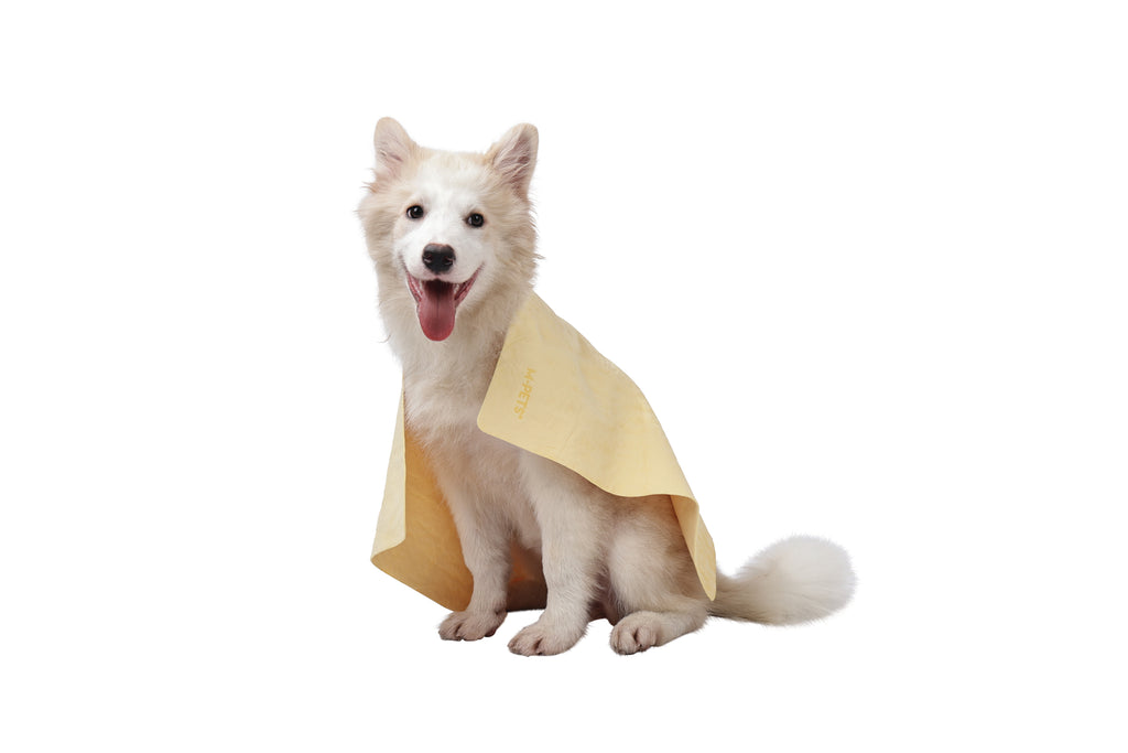 BATHTIME Quick-dry Towel for Cats and Dogs Yellow Bubble