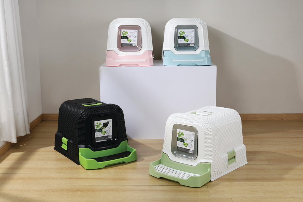 Lettiera per gatti in rattan ECO nera e verde