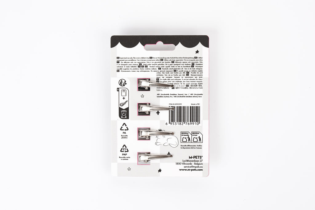 GLAM Accessori per capelli per animali clip a forma di osso - Nero e Bianco