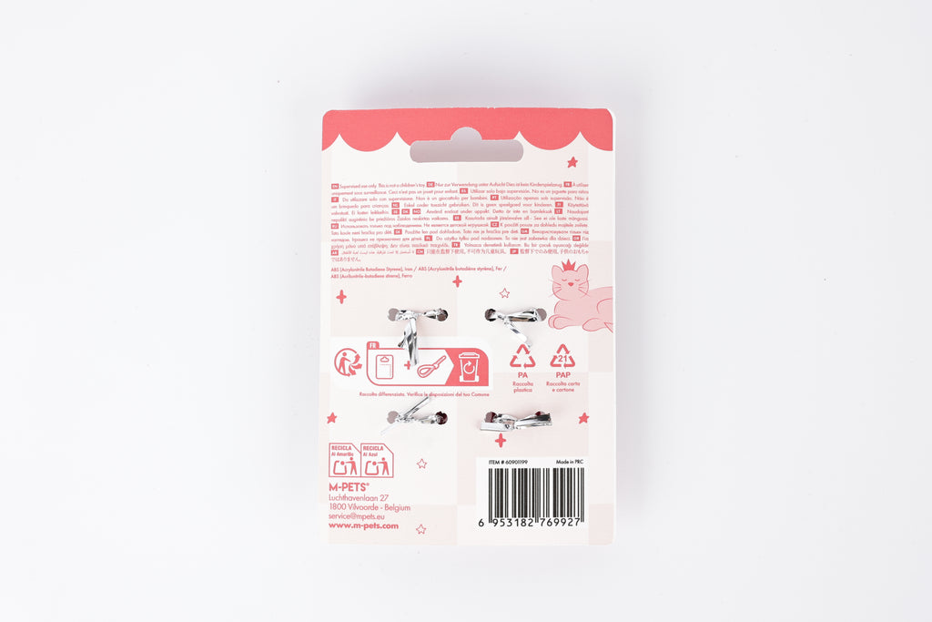 GLAM Accessori per capelli per animali clip a forma di cuore - Nero e Rosso