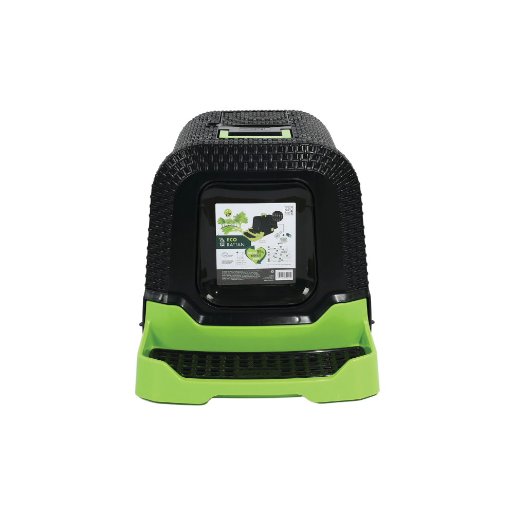 Lettiera per gatti in rattan ECO nera e verde