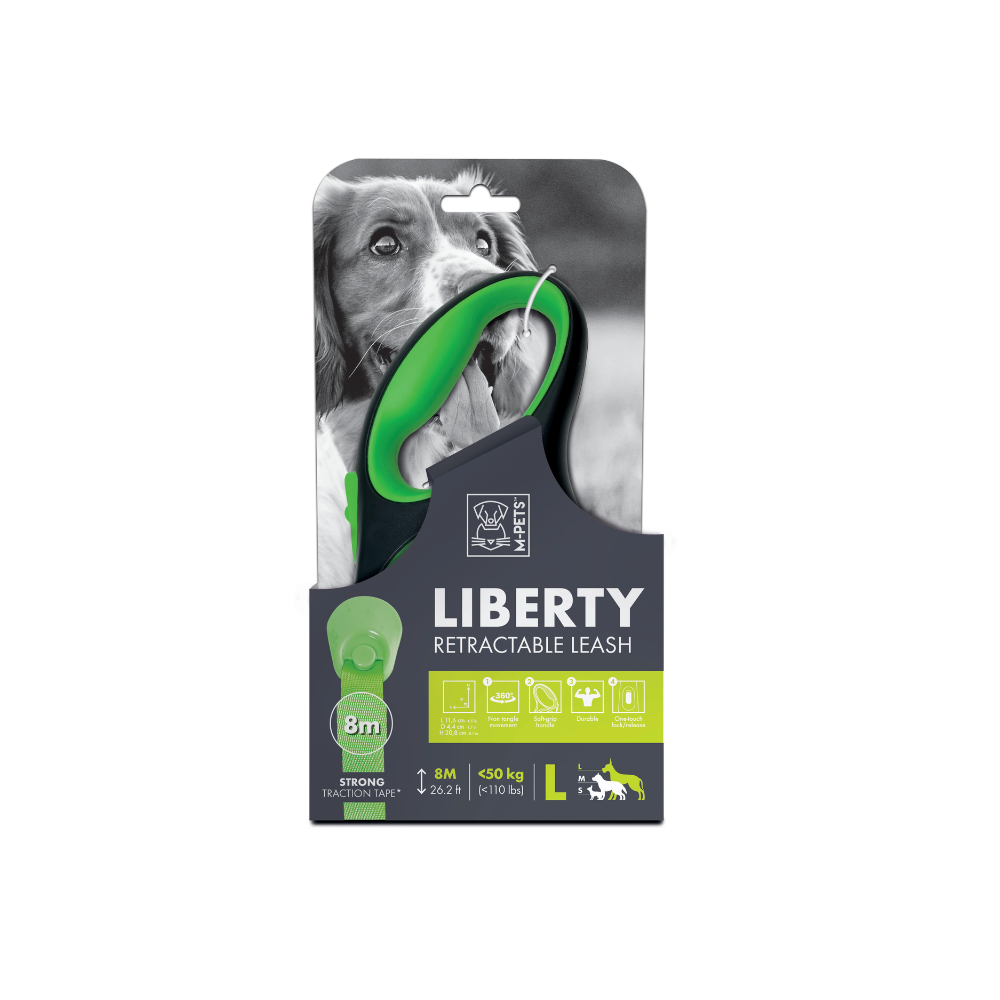 Guinzaglio Retrattile LIBERTY per Cani Verde