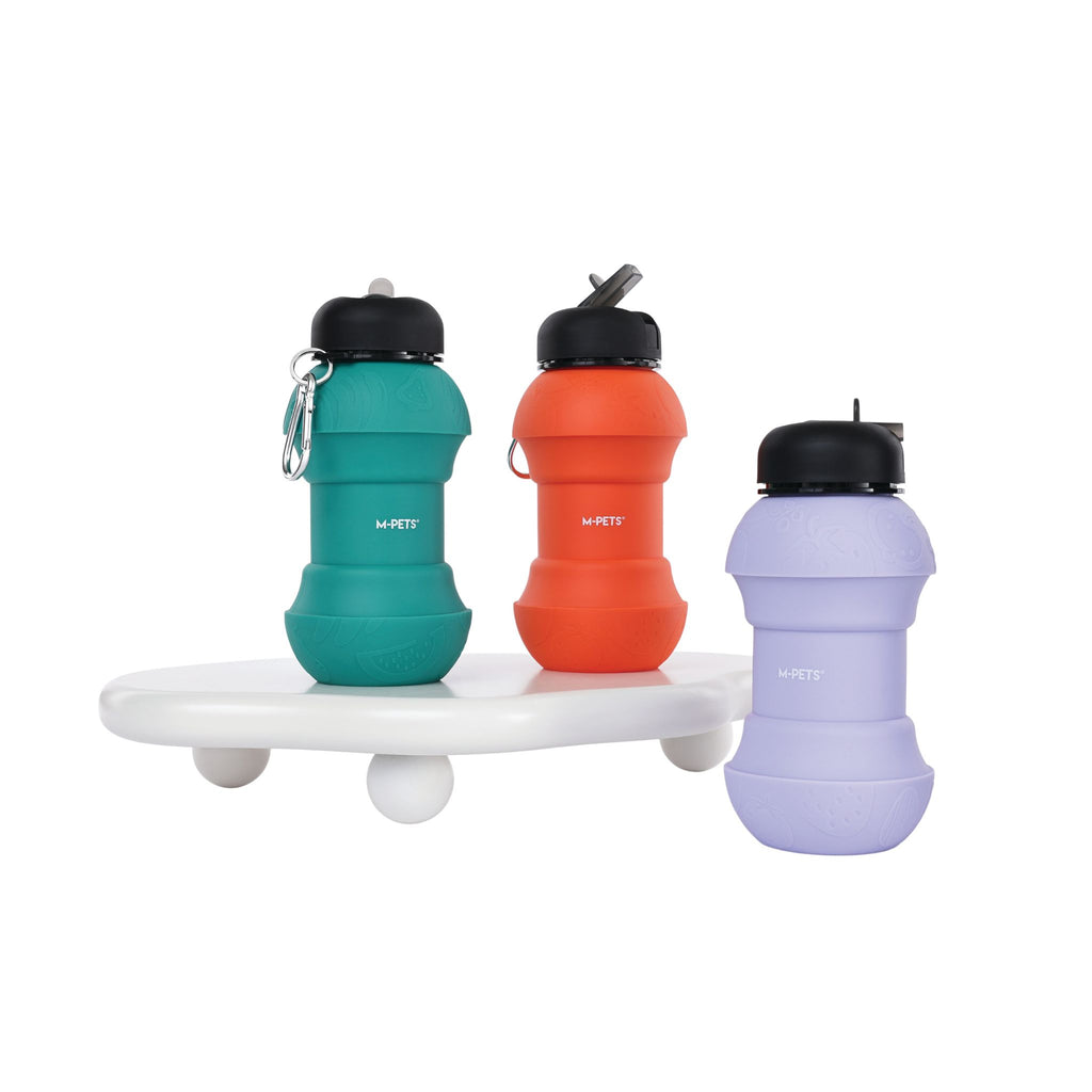 On the road Foldable dog water bottle 200ml-550ml 2 in 1 Vivid Orange Color