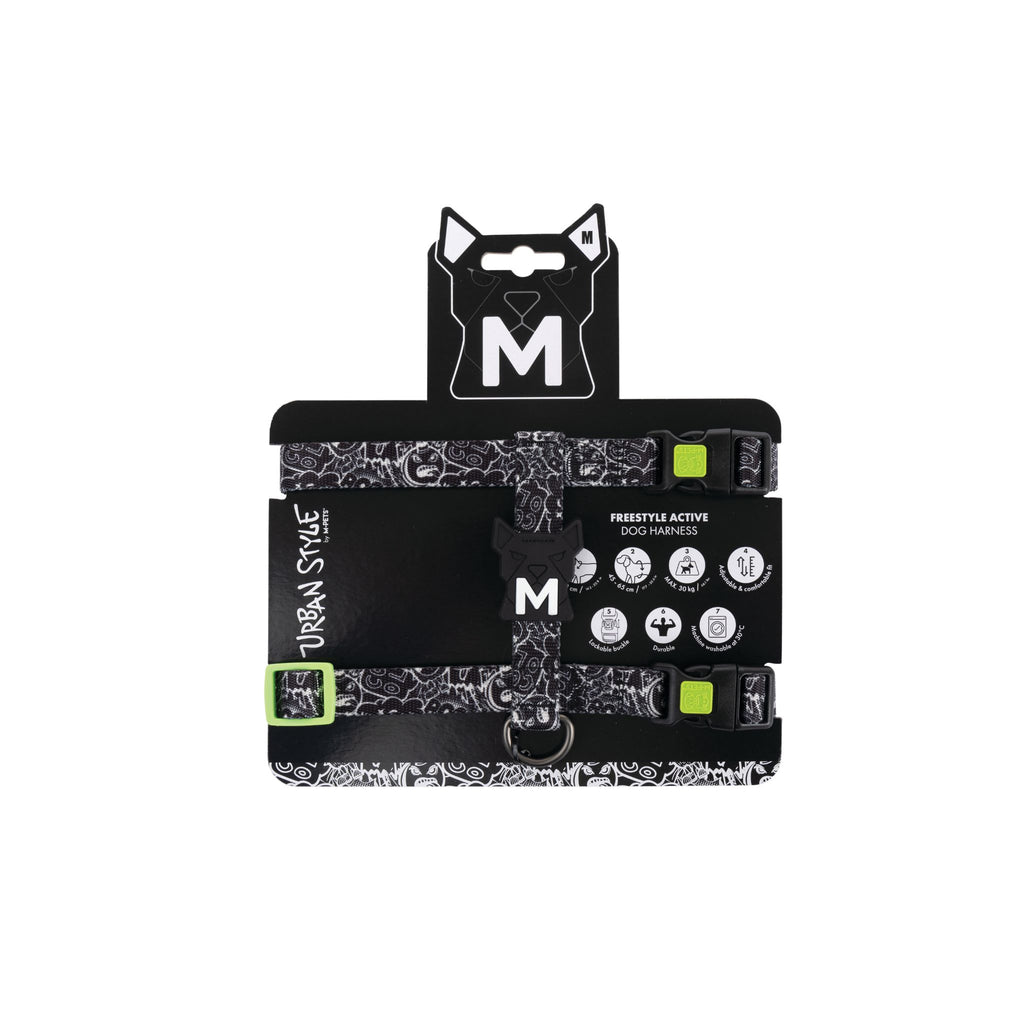 URBAN STYLE FREESTYLE Black & White Active Dog Harness