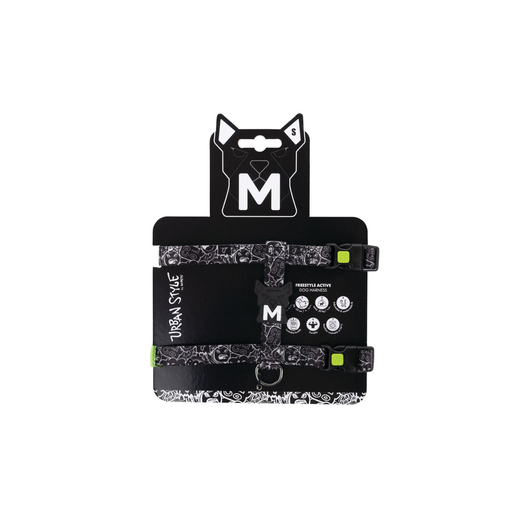 URBAN STYLE FREESTYLE Black & White Active Dog Harness