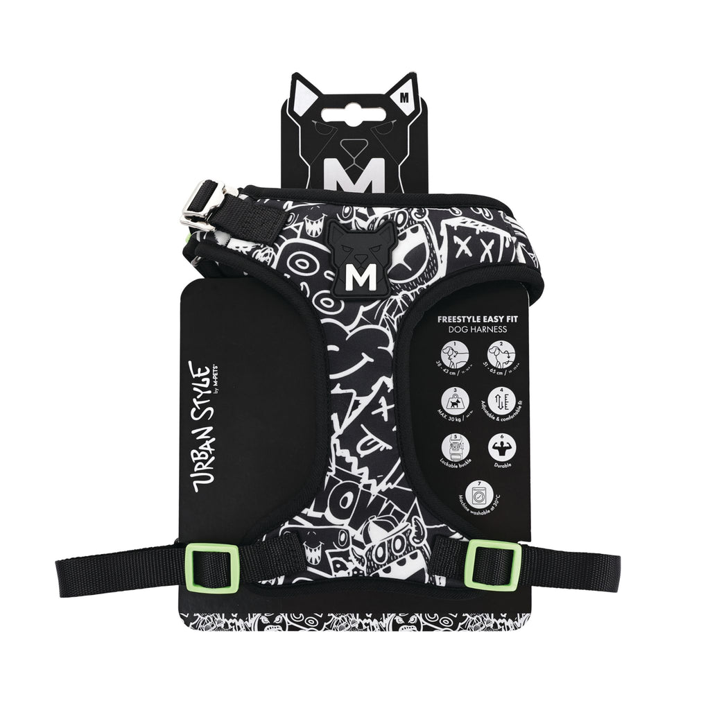 URBAN STYLE FREESTYLE Black & White Easy fit Dog harness