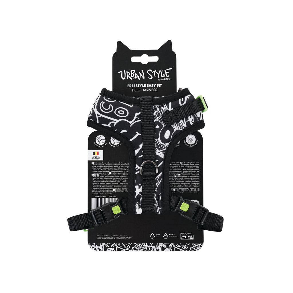 URBAN STYLE FREESTYLE Black & White Easy fit Dog harness