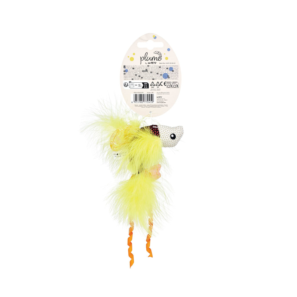 Plume catnip toy Yellow fish