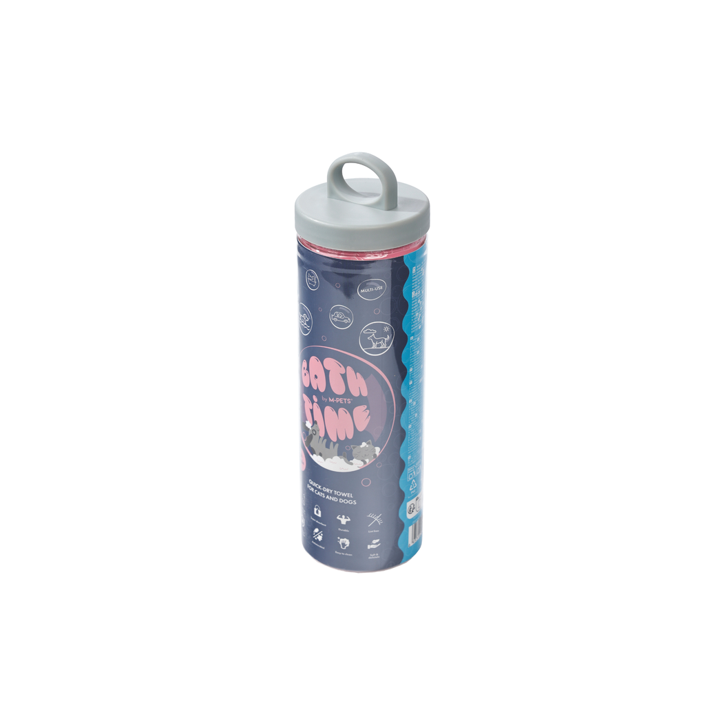 BATHTIME Quick-dry Towel for Cats and Dogs Pink Bubble