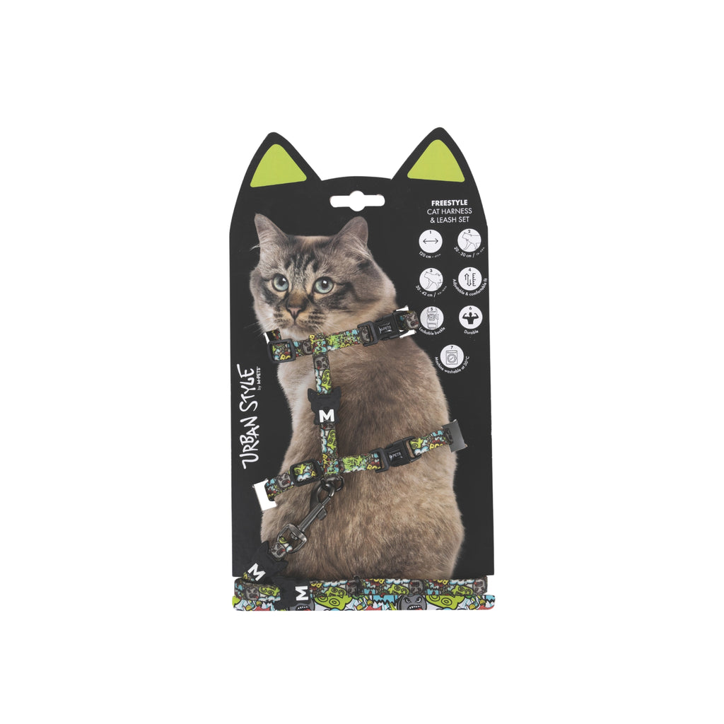 URBAN STYLE FREESTYLE Multicolour Cat Harness & Leash set