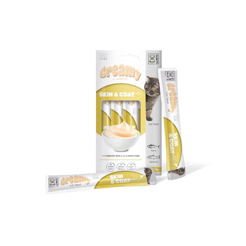 CREMOSO con FUNZIONI - Snack per gatti Pelle e Pelo - Tonno e Salmone