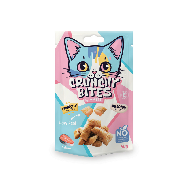 CRUNCHY BITES snack per gatti gusto salmone - 60 g