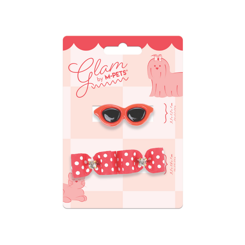 GLAM Accessori per capelli per animali clip e elastico - Rosso