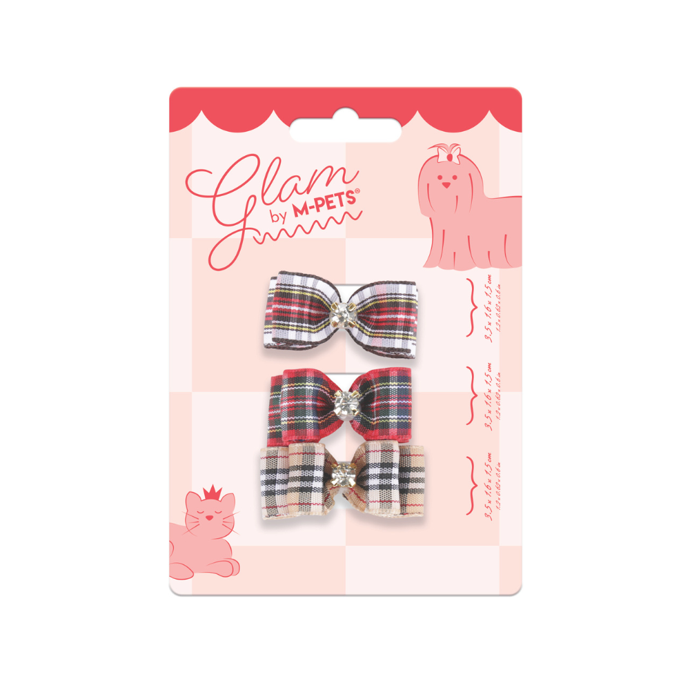 GLAM Accessori per capelli per animali clip e gomma - Rosso