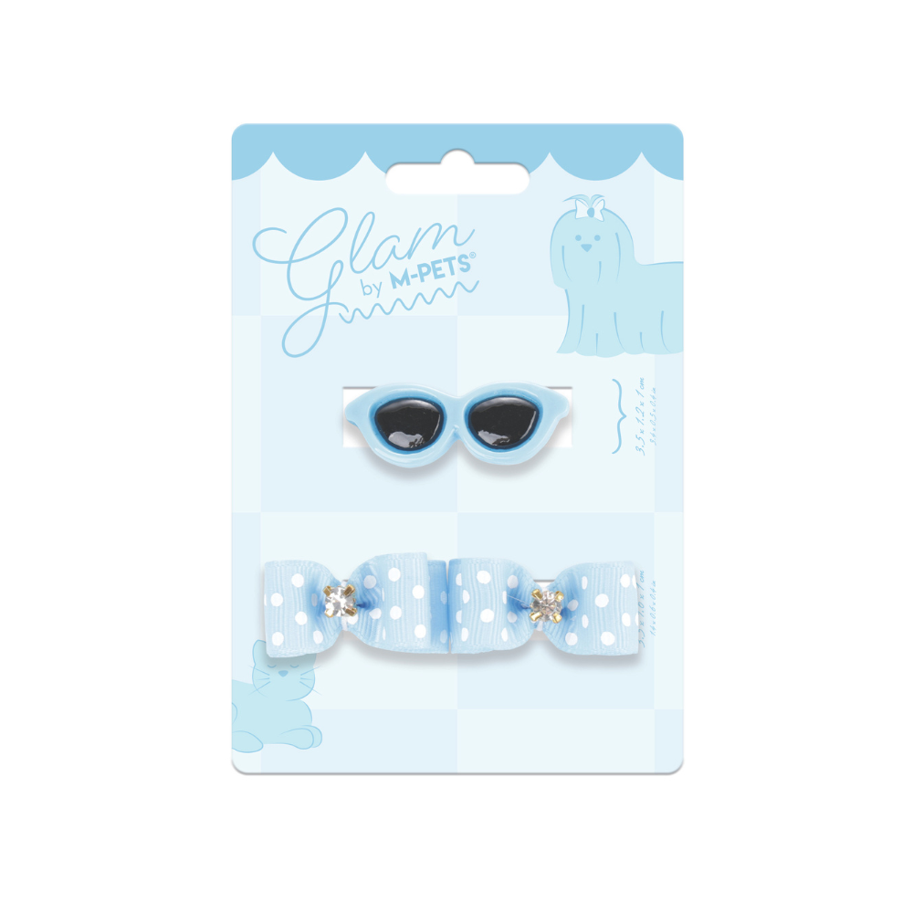 GLAM Accessori per capelli per animali clip e elastico - Blu