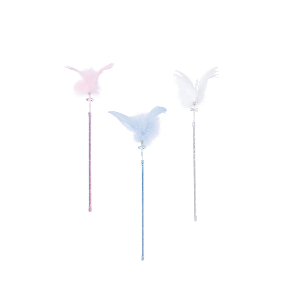 MoonCAT - bacchetta per gatti Piuma Galattica Rosa/Blu Argento e Bianco