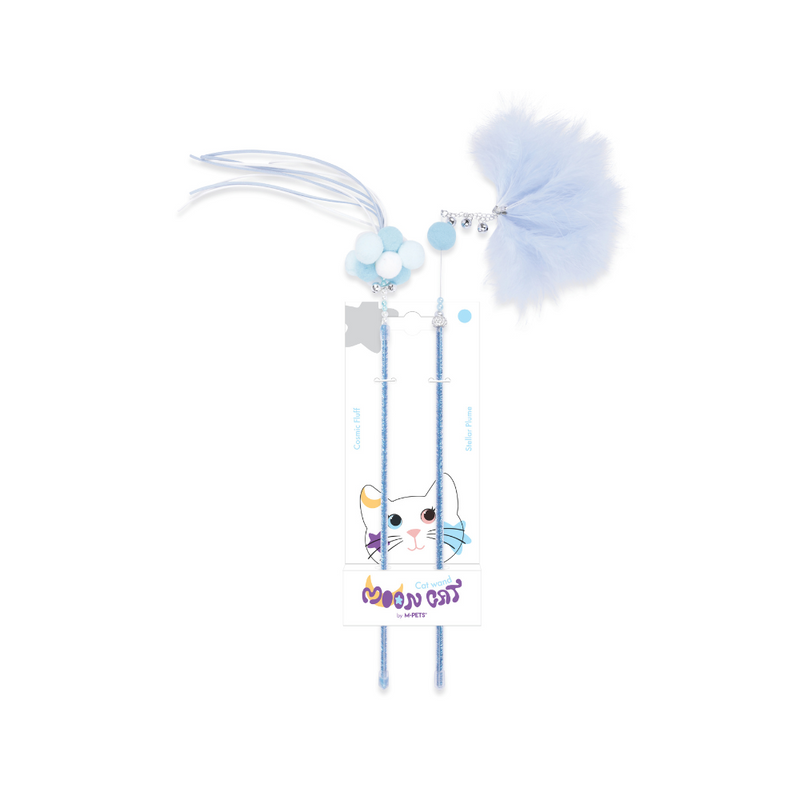 MoonCAT - set bacchetta per gatti Piuma Stellare & Soffio Cosmico - Blu