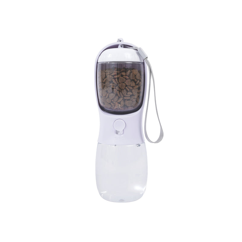 ON THE ROAD Dog water bottle 300 ml - 2 in 1 - White chalk