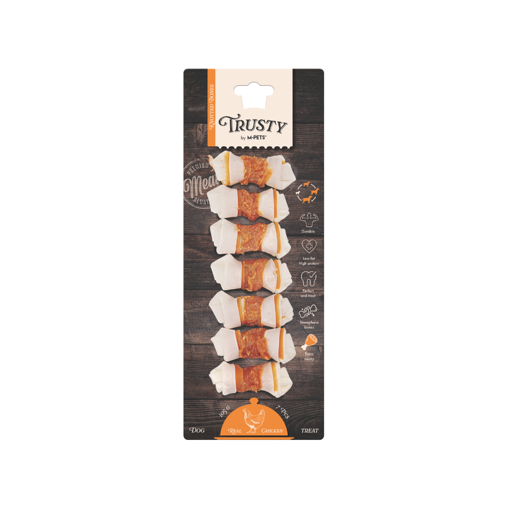 TRUSTY Ossa annodate Extra sapore di pollo 6,4 cm