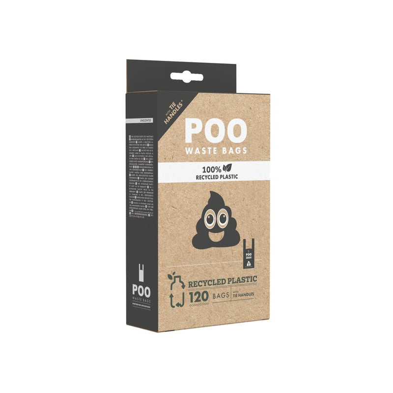 POO Waste bags with handles UNSCENTED 120 bags - 100% Recycled plastic